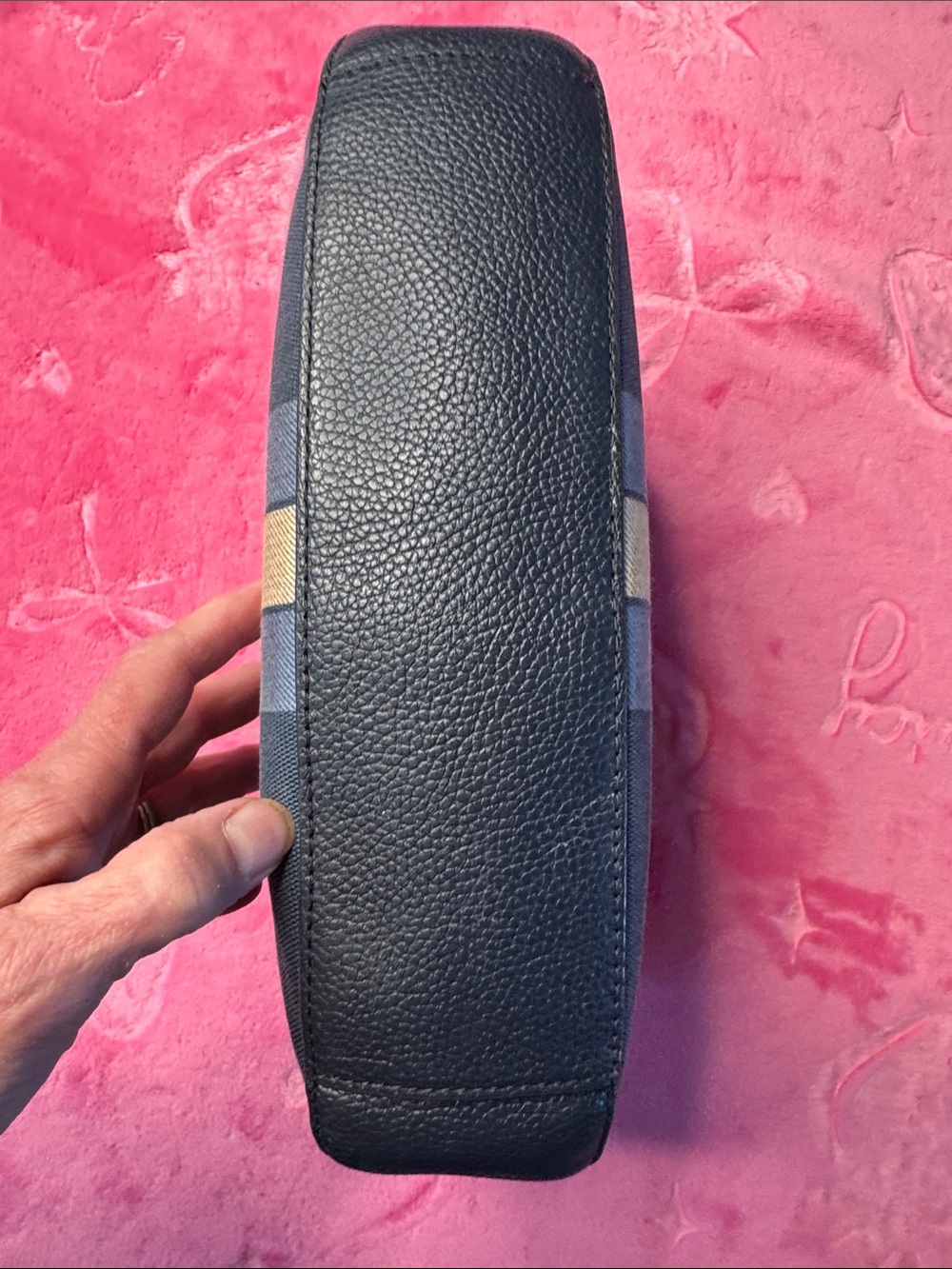 Coach Canvas Stripe Navy Pebbled Leather Crossbody Satchel — J1922‑69647 - Picture 11 of 13